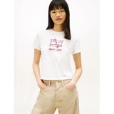 TOMMY HILFIGER TJW REG SH TOMMY STAR SS TEE Kadın T-shirt, Ecru, M