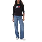 TOMMY HILFIGER TJW REG TJ FLAG CREW Kadın Sweatshirt, Black, M