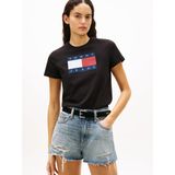 Tommy Hilfiger TJW REG TJ FLAG SS TEE Kadın Kısa Kollu Tişört Black M