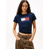 Tommy Hilfiger TJW REG TJ FLAG SS TEE Kadın Kısa Kollu Tişört Dark Night Navy XS