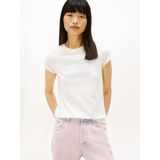 TOMMY HILFIGER TJW REG TJ FLAG SS TEE Kadın T-shirt, Ancient White Tonal, L
