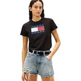 TOMMY HILFIGER TJW REG TJ FLAG SS TEE Kadın T-shirt, Ancient White Tonal, XS