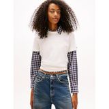 Tommy Hilfiger TJW Regular Gmd Varsity S/S T-shirt, M, DW0DW22458, Antik Beyaz, Kadın