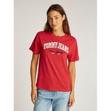 Tommy Hilfiger TJW RLX GMD VARSITY TEE Kadın T-shirt, Kırmızı, S