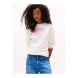 Tommy Hilfiger TJW RLX GRADIENT FLAG CREW Kadın Beyaz Sweatshirt DW0DW21396YBL