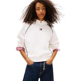 Tommy Hilfiger TJW RLX SH BADGE HOODIE EXT Kadın Kapüşonlu Sweatshirt Ecru L