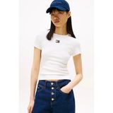 Tommy Hilfiger TJW SLIM BADGE RIB TEE Kadın Beyaz T-shirt DW0DW17881YBL