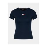 Tommy Hilfiger tjw slim badge rib tee Kadın T-Shirts dark night navy L