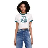 Tommy Hilfiger tjw slim crp novelty1 ringer tee Kadın T-shirt white XL