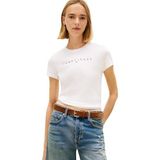 Tommy Hilfiger tjw slim linear tee ext Kadın T-Shirts ecru L