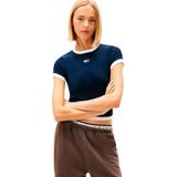 TOMMY HILFIGER TJW SLIM SH BADGE SS RIB EXT Kadın T-shirt, Dark Night Navy, S
