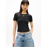 Tommy Hilfiger tjw slim sh silver script tee Kadın T-Shirts black XS