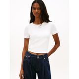 Tommy Hilfiger tjw slim sh silver script tee Kadın T-Shirts ecru L