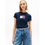 Tommy Hilfiger tjw slim wavy flag tee ext Kadın T-Shirts dark night navy M