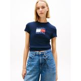 Tommy Hilfiger tjw slim wavy flag tee ext Kadın T-Shirts dark night navy S