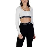 Tommy Hilfiger TJW SP Crop Tape LS Rib T-shirt, L, DW0DW22538, Kırık Beyaz, Kadın