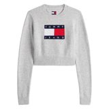 TOMMY HILFIGER TJW SPARKLE FLAG SWEATER EXT Kadın Kazak, Gri, L