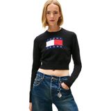 TOMMY HILFIGER TJW SPARKLE FLAG SWEATER EXT Kadın Kazak, Siyah, S