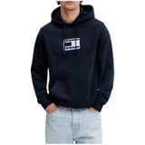 TOMMY HILFIGER TOMMY HILFIGER Erkek Marka Logolu Kapüşonlu Organik Pamuklu Kanguru Ceplli Günlük Kullanıma Uygun Lacivert Sweatshirt DM0DM21623 C1G