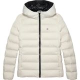Tommy Hilfiger Tommy Hılfıger Kadın Marka Bayrak Logolu Sabit Kapüşonlu Kapitone Dolgulu Beyaz1 Mont DW0DW21617 Ybl
