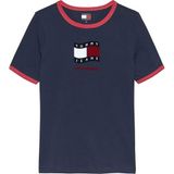TOMMY HILFIGER TOMMY HILFIGER Kadın Marka Logolu Günlük Kullanıma Uygun Lacivert T-Shirt DW0DW22306 C1G