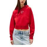 TOMMY HILFIGER TOMMY HILFIGER Kadın Marka Logolu Kapüşonlu Şık Görünüşlü Kırmızı Sweatshirt DW0DW21408 XLE