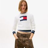 Tommy Hilfiger Tommy Jeans Sparkle Flag Kadın Beyaz Kazak - YBH-Beyaz - XS