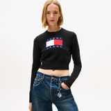 Tommy Hilfiger Tommy Jeans Sparkle Flag Kadın Siyah Kazak - BDS-Siyah