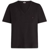 Tommy Hilfiger V Yaka Kısa Kollu T-Shirt, M, WW0WW43901, Siyah, Kadın