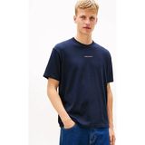 Tommy Hilfiger Vans Tjm Rlx Lınear Logo Tee Erkek Mavi T-Shirt - DM0DM21110 - XL