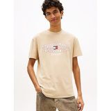 Tommy Hilfiger Waving Flag Regular Fit T-shirt, S, DM0DM22520, Açık Altın, Erkek