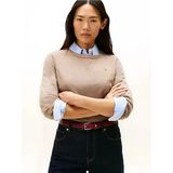 Tommy Hilfiger WOOL CASH C-NK LS SWEATER Kadın Bej Kazak - WW0WW47470