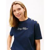 Tommy Hilfiger WW0WW47819 Gold Btn Script Mdrn Ss Kadın Tişört