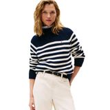 Tommy Hilfiger Yarım Balıkçı Yaka Çizgili Triko Kazak, XS, WW0WW46759, Blue/White Eng Stripe Sweaters, Kadın