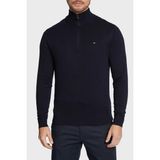 Tommy Hilfiger Yarım Fermuarlı Pamuk ve Kaşmir Karışımlı Regular Fit Kazak Erkek Kazak MW0MW28049 Dw5 - Lacivert - 2XL