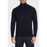 Tommy Hilfiger Yarım Fermuarlı Pamuk ve Kaşmir Karışımlı Regular Fit Kazak Erkek Kazak MW0MW28049 Dw5 - Lacivert - XL