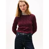 Tommy Hilfiger Yumuşak Yün Saç Örgülü Bisiklet Yaka Uzun Kollu Kadın Kırmızı Kazak WW0WW43586XIH