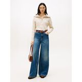 Tommy Hilfiger Yumuşak Yün Saç Örgülü Yarım Fermuarlı Uzun Kollu Kadın Kazak WW0WW46425ADK - Bej