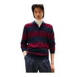 Tommy Hilfiger Yün Kaşmir Rugby Kazak, S, MW0MW40855DW5, Mavi, Erkek