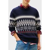 Tommy Hilfiger Yünlü Regular Fit Bisiklet Yaka Kazak Erkek Kazak MW0MW40844 0A4 - Lacivert - Beyaz