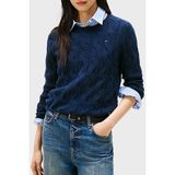 Tommy Hilfiger Yünlü Regular Fit Bisiklet Yaka Örgü Kazak Bayan Kazak WW0WW43586 C1G - Lacivert