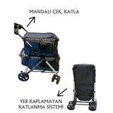 Tommy İki Katlı Evcil Hayvan Arabası 85x51x100 cm Lacivert Max 10 ve 10 kg