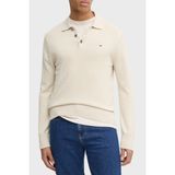 Tommy Jeans % 100 Pamuk Regular Fit Düğmeli Polo Yaka Kazak Erkek Polo Yaka Kazak DM0DM20304 Ach - Krem - 2XL