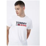 Tommy Jeans Bisiklet Yaka Baskılı Beyaz Erkek T-Shirt DM0DM15379-YBR_TJM CORP LOGO TEE