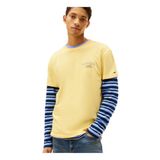 Tommy Jeans Bisiklet Yaka Baskılı T-Shirt, M, 5003340335, Sarı, Erkek