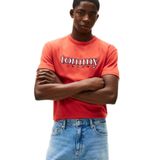 Tommy Jeans Bisiklet Yaka Baskılı T-Shirt, M, 5003340429, Kırmızı, Erkek