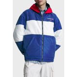 Tommy Jeans Çift Taraflı Relaxed Fit Kapüşonlu Şişme Mont Erkek Mont DM0DM16625 C9B - Mavi - Beyaz