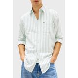 Tommy Jeans Çizgili Pamuklu Regular Fit Uzun Kollu Gömlek Erkek Gömlek DM0DM22790 L5Y - Yeşil - 2XL