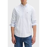 Tommy Jeans Çizgili Pamuklu Regular Uzun Kollu Gömlek Erkek Gömlek DM0DM22790 C38 - Mavi - 2XL
