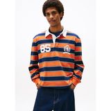 Tommy Jeans Çizgili Turuncu Erkek Polo T-Shirt DM0DM22074SZZ Tjm Rlx Strıpe Rugby